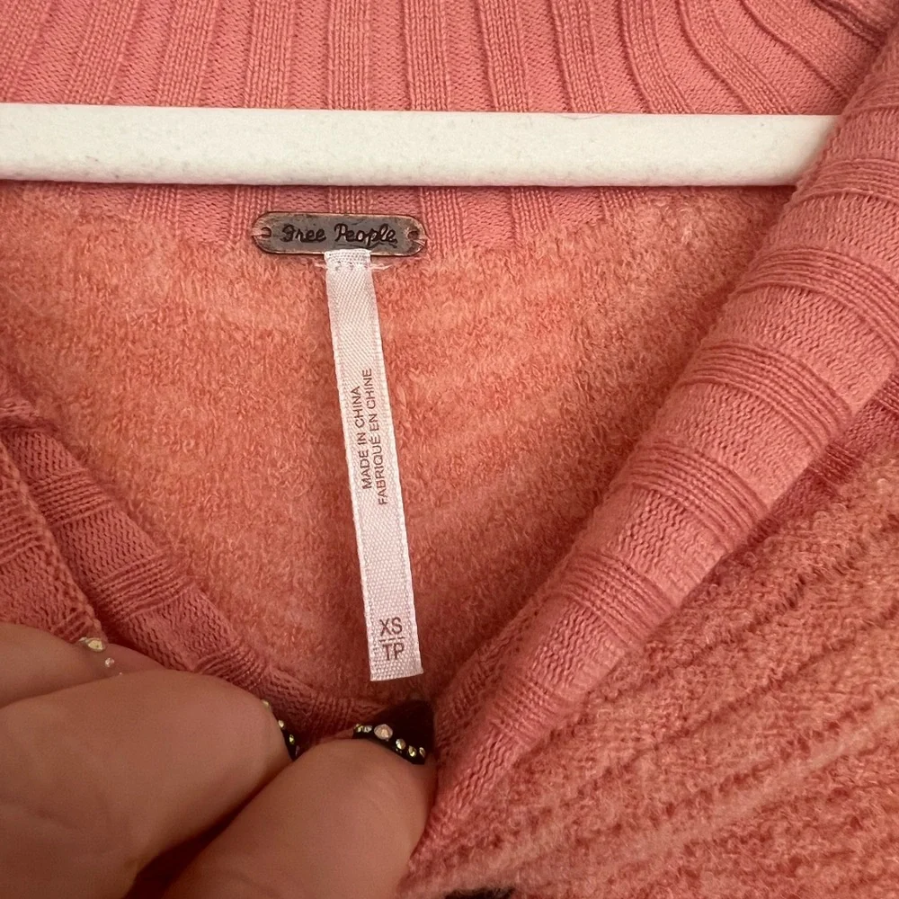 Free People Warm Coral Turtleneck Sweater